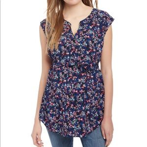 Motherhood maternity floral navy cap sleeve tunic